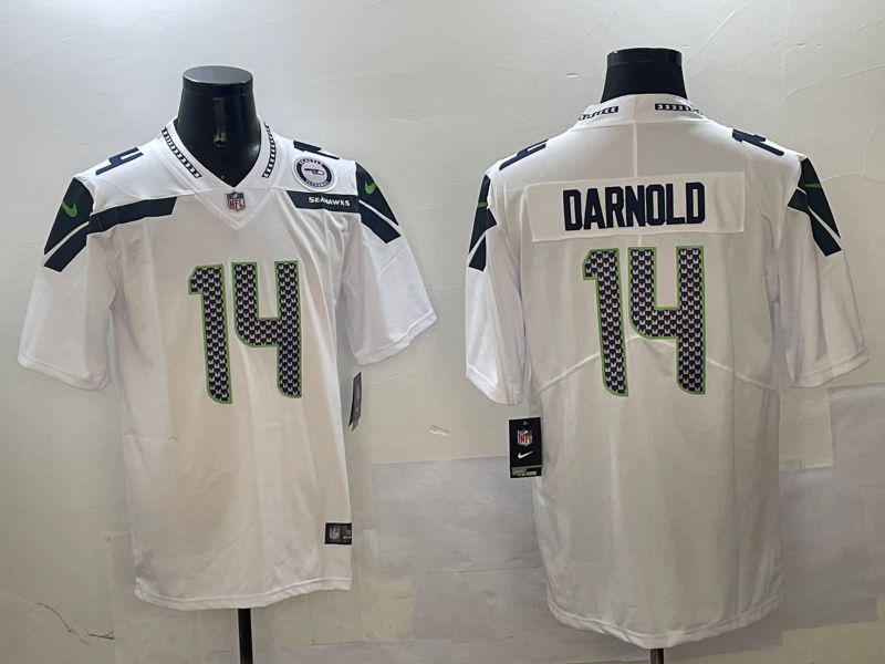 Men Seattle Seahawks 14 Metcalf White Second generation 2025 Nike Limited NFL Jersey style 4